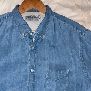 Officine Generale Antime Lyocell Indigo Blue Chambray Shirt Large